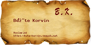 Büte Korvin névjegykártya